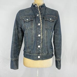 Women’s Gap Denim Jacket Fur Lining Size XS Blue